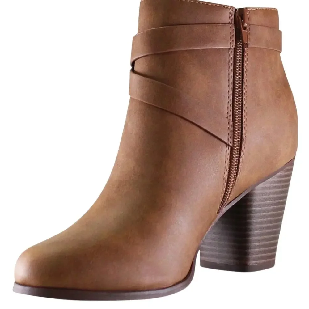 NEW Marco Women's Chic Tan Ankle Booties Faux Leather Size 5 - Picture 3 of 6